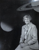Sarah Lippincott Zimmerman with a backdrop of space